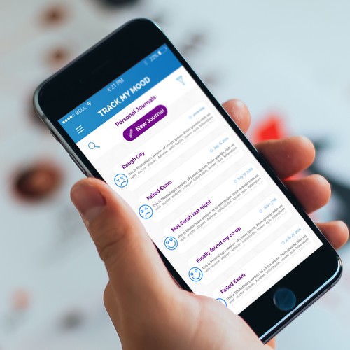 Journal design with the title 'Daily personnal journal app'