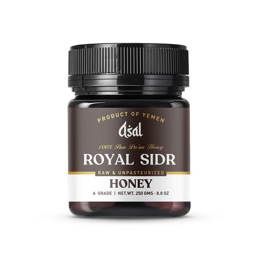 Honey label with the title 'need an attractive design for most premium honey in the world'