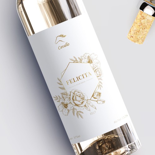 Flower label with the title 'Wine bottle label design'