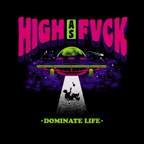 Weed design with the title 'HIGH AS FVCK'