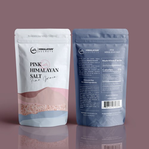 Pink packaging with the title 'Pink Himalayan Salt'