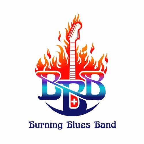 Instrument logo with the title 'Burning Blues Band'