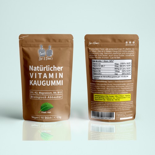 Brown packaging with the title 'stand up pouch'