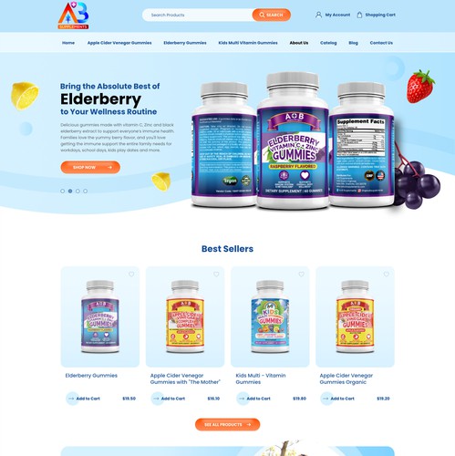 Supplement website with the title 'A+B Supplements'