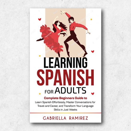 Master design with the title 'Learning Spanish for Adults Book Cover'