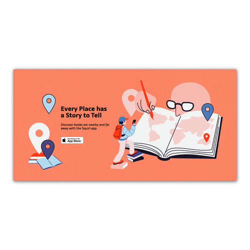 Library design with the title 'Landing page illustration'