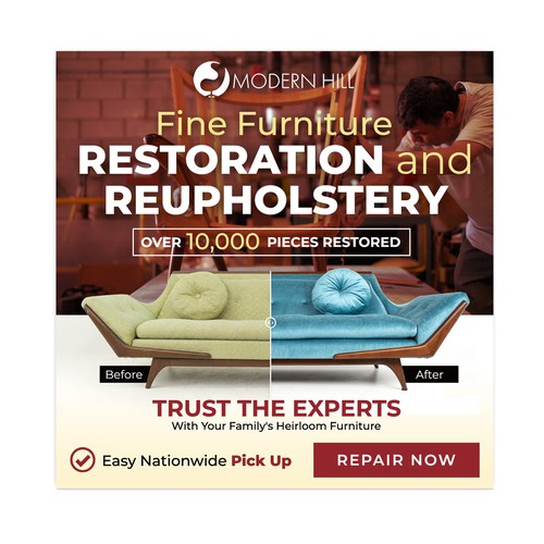 Ad design with the title 'Facebook & Instagram Ad for Furniture restoration company'