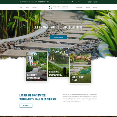 Construction website with the title 'Concept for Pacific Landcare Design, Inc.'