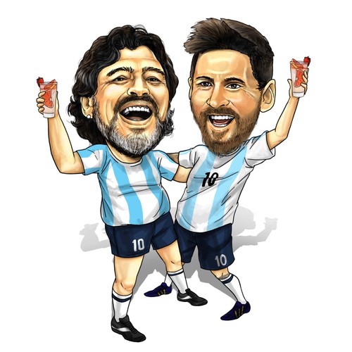 Caricature artwork with the title 'Celebrities having cocktail '