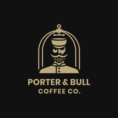 Coffee shop design with the title 'Porter and Bull coffee roastery logo'