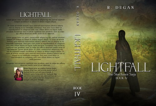 Professional book cover with the title 'The Starchaser Saga: LIGHTFALL'