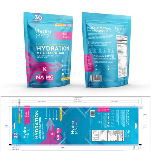 Bag packaging with the title 'Packaging design For HydroMate'