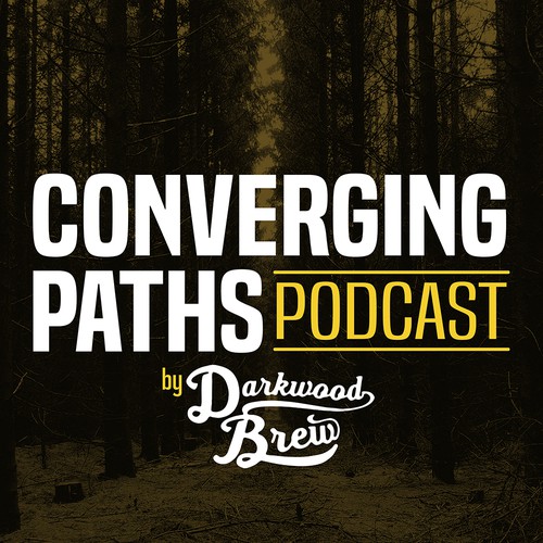 Podcast design with the title 'Converging Paths Podcast'