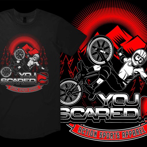 Mountain bike design with the title 'YOU SCARED?'
