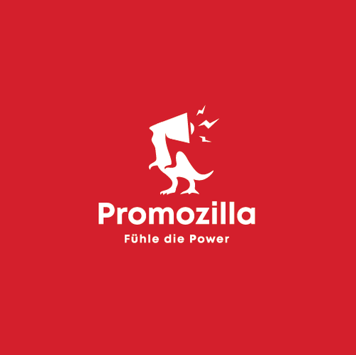 Dinosaur logo with the title 'bold logo concept for promozilla'