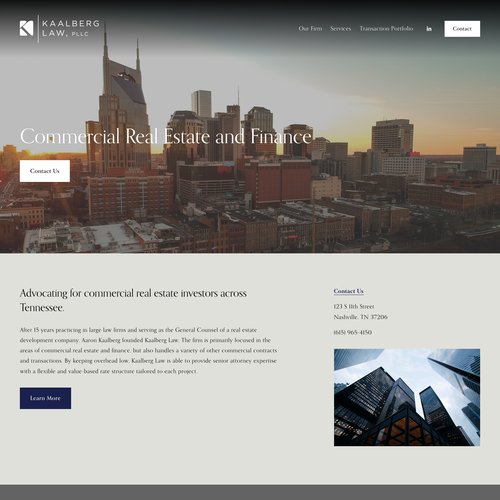 HTML design with the title 'Commercial Law Firm'