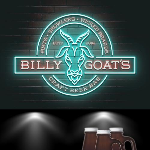 Mountain goat logo with the title 'Design a Cool Logo for Billy Goat's Craft Beer Bar'