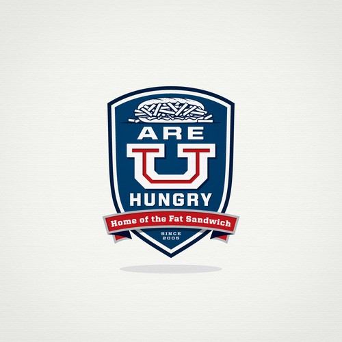 Fast food design with the title 'Logo for fun, college oriented, late night food, Home of the Fat Sandwich!'