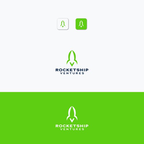 Rocket ship logo with the title 'Ultra modern tech centric “Rocketship”'
