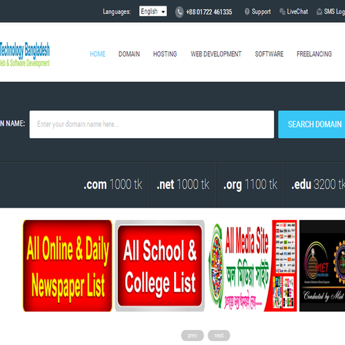 JavaScript design with the title 'domain hosting web & software providers'