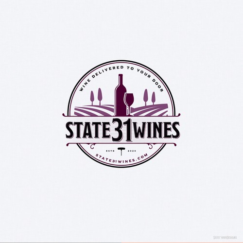 Vintage modern logo with the title 'State31Wines.com'