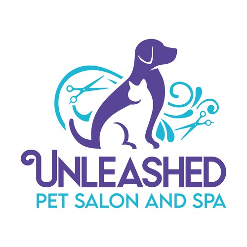 Pet shop logo with the title 'Unleashed Pet Salon and Spa'