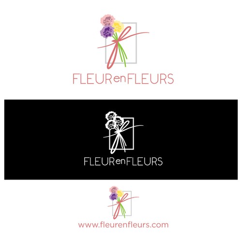 Flower shop logo with the title 'FLEUR en FLEURS'