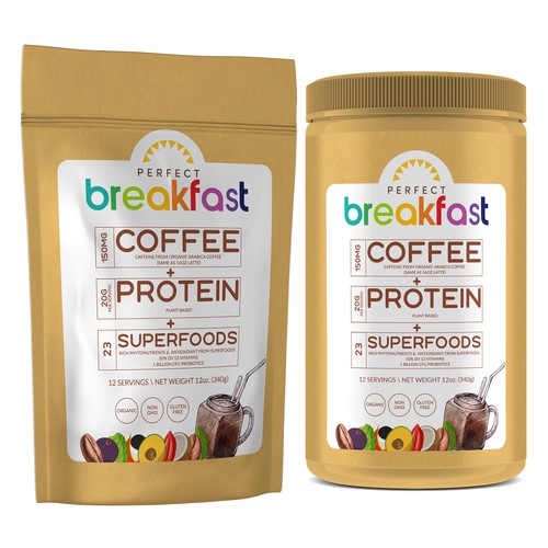 Protein packaging with the title 'Perfect Breakfast - packaging designs'