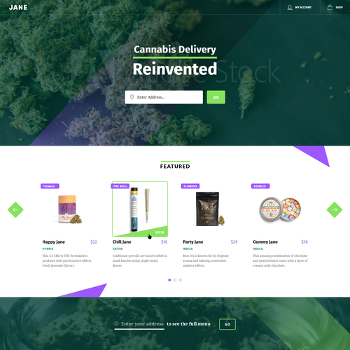 Custom website with the title 'Cannabis Delivery web design'