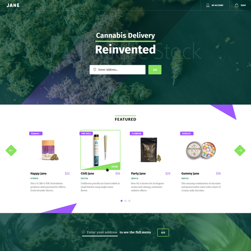 Cutting-edge design with the title 'Cannabis Delivery web design'