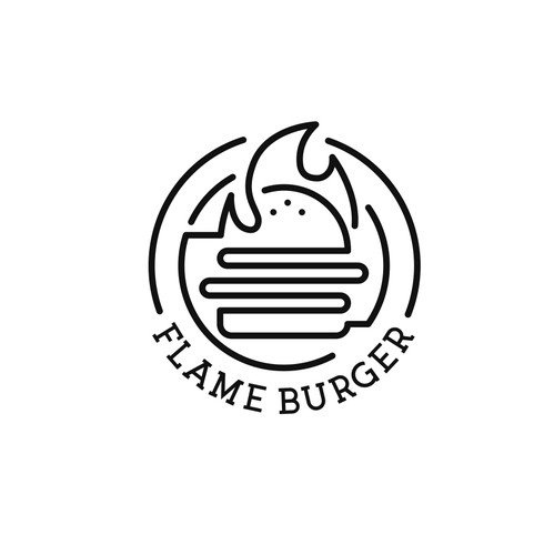 Hamburger logo with the title 'Flame Burger'