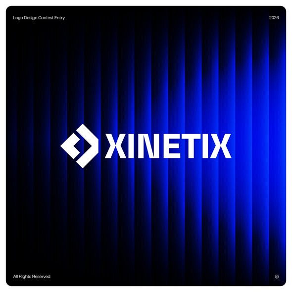 Clean logo with the title 'XINETIX — Brand Identity for an AI-Powered Fintech Disruptor'