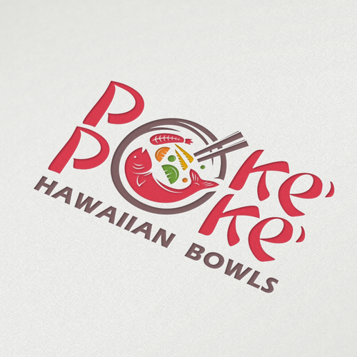 Hawaii logo with the title 'Concept food restaurants for Poke' Poke' Hawaiian Bowls'