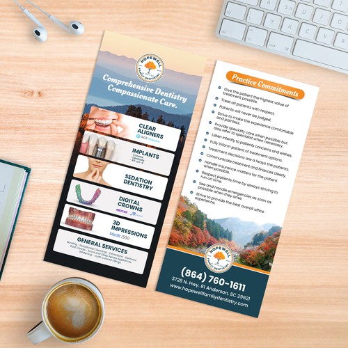 Rack card design with the title 'Dental Office Service Rack Card'