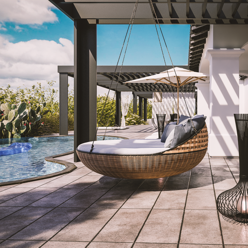 Exterior design with the title '3D Architectural Visualization for a residence in Temecula'