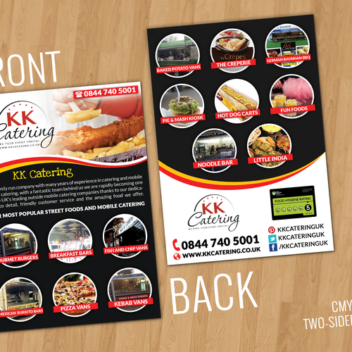 Catering design with the title 'Flyer Design for KK Catering'