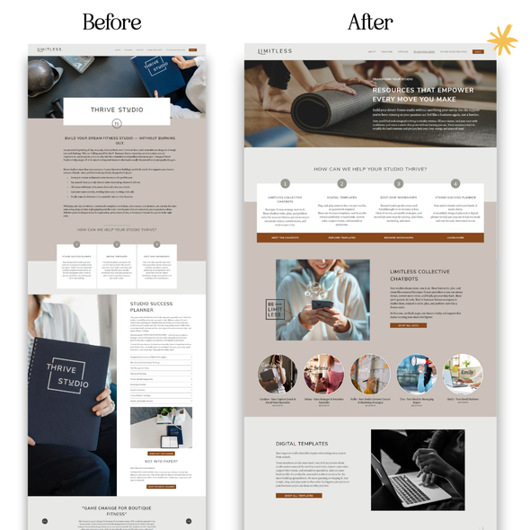 JavaScript design with the title 'Strategic Page Redesign for Limitless Studio'