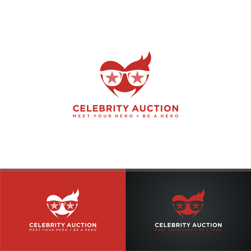 Glasses design with the title 'CELEBRITY AUCTION LOGO'
