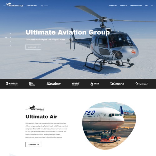 Service website with the title 'Website Design for Ultimate Aviation Group'