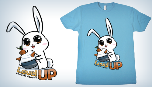 Mascot t-shirt with the title 'Level Up Frozen Yogurt Animal Mascots'