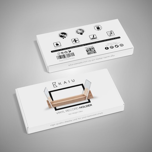 Simple packaging with the title 'Packaging design for Vinyl Record Holder'
