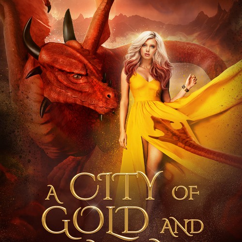 Dragon book cover with the title 'A City of Gold and Demons book cover'
