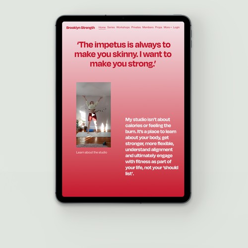Pilates design with the title 'Brooklyn Strength website and Member Areas. New York.'