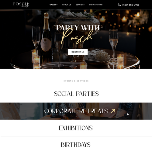 Luxury website with the title 'Website design for an event management comapny'