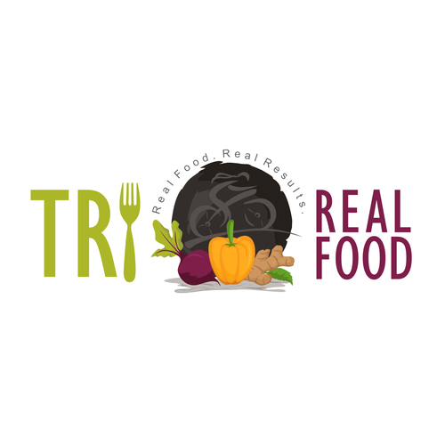 Cycling design with the title 'Tri Real Food - Healthy Food'