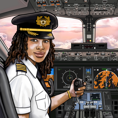 Beauty illustration with the title 'Female Pilot Illustration '