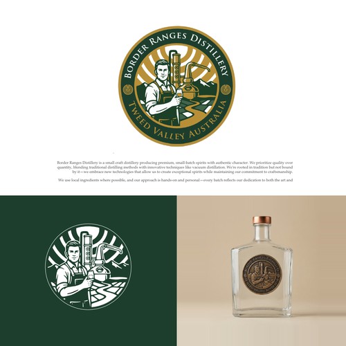 Distillery logo with the title 'Heritage Badge Logo for Border Ranges Distillery'