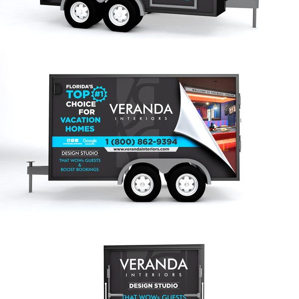 Black design with the title 'VERANDA INTERIORS'