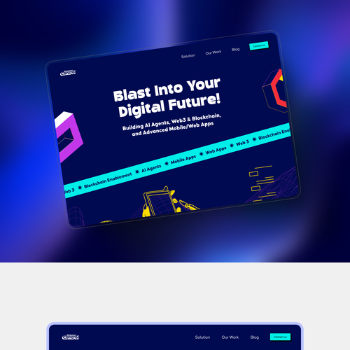 Development website with the title 'Landing page design for a UK based development agency'