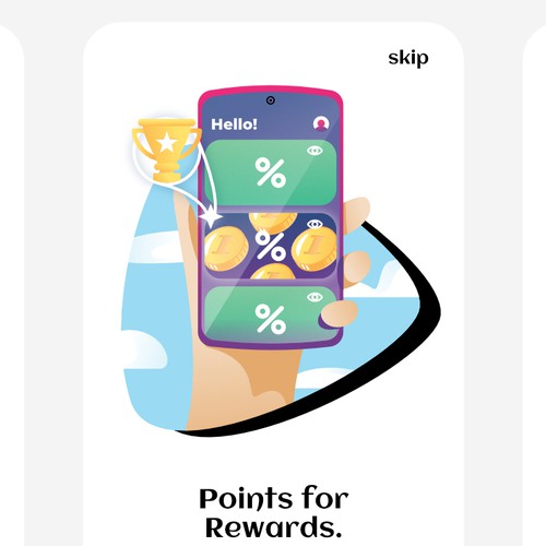 Cartoonish artwork with the title 'Illustrations for mobile web app'